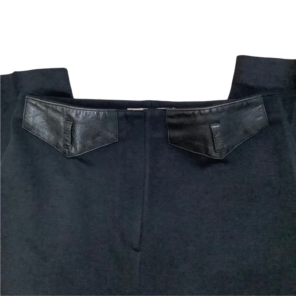 Iceberg Women's Wool Blend Black Leather Trim Trouser Pants EU 42 - Picture 3 of 7